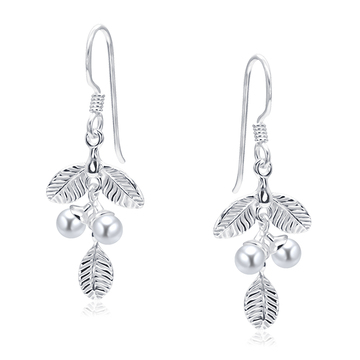Leaf with Pearl Silver Earring STS-5950
